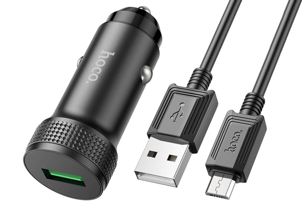 Автомобильное зарядное устройство Hoco Z49A 1USB 3.0A QC3.0 + кабель Micro черный
