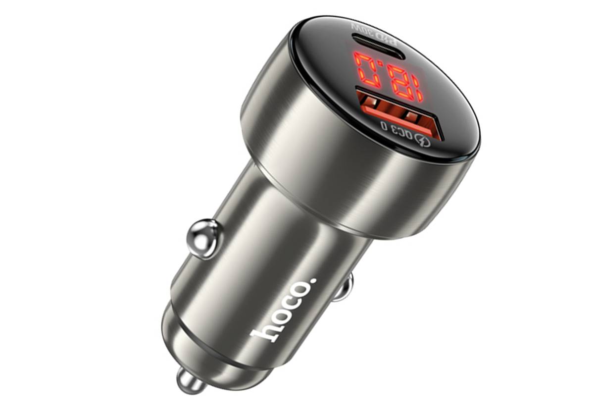 Автомобильное зарядное устройство HOCO Z50 Leader 48W dual-port PD30W+QC3.0 серый