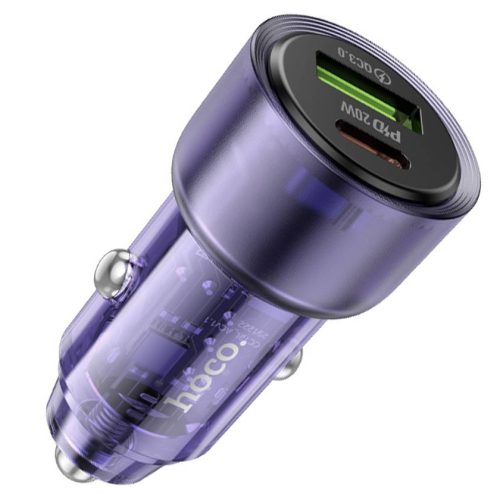 Автомобильное зарядное устройство Hoco Z52 1USB/1C 38W PD прозрачный фиолетовый