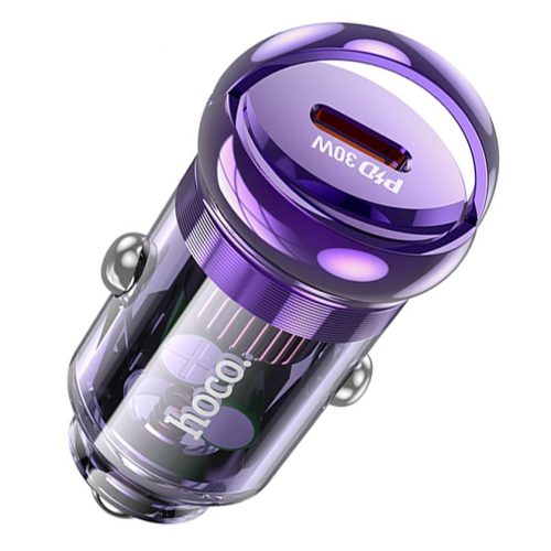 Автомобильное зарядное устройство Hoco Z53 Sight single port PD30W прозрачный фиолетовый