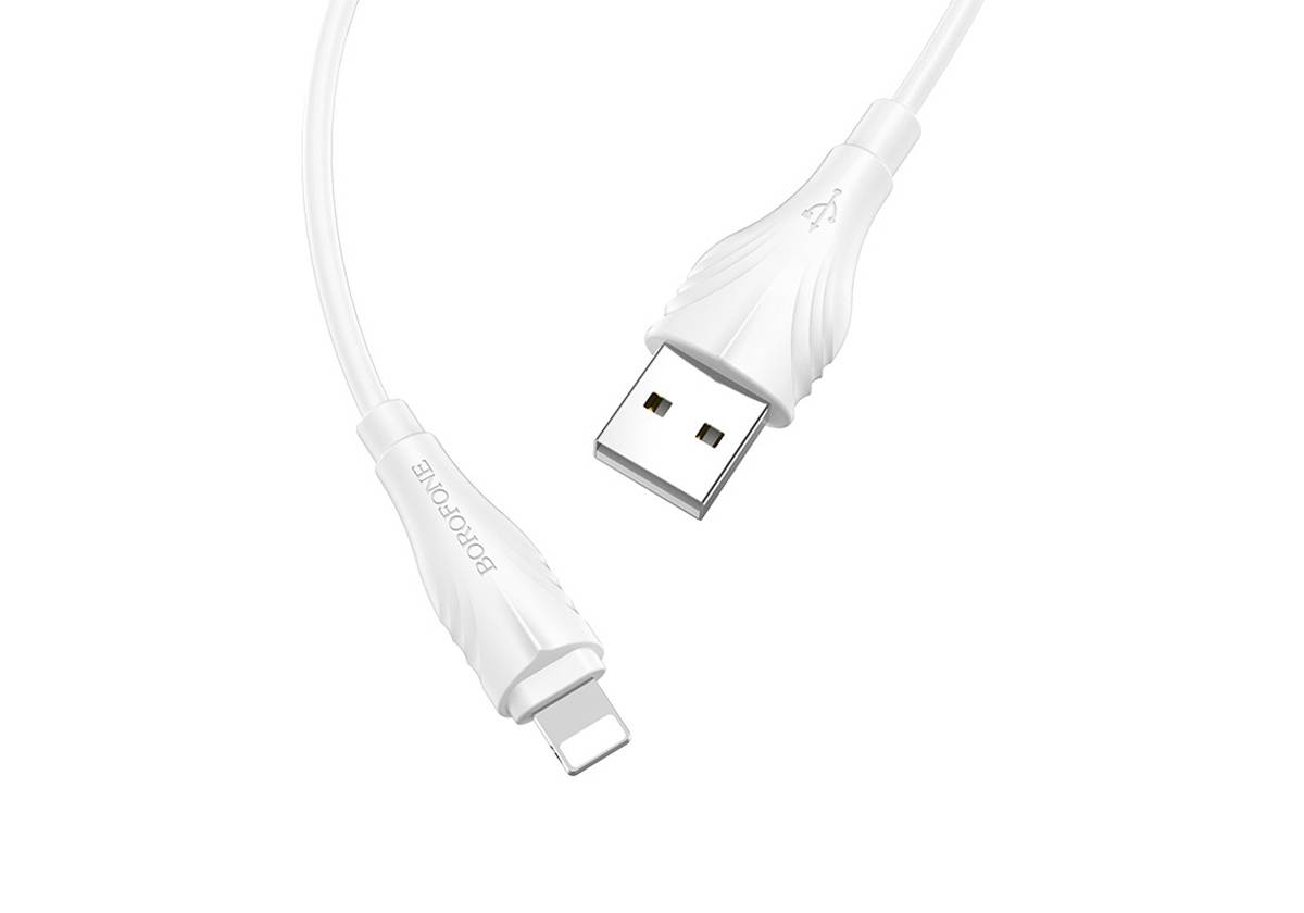 Кабель BOROFONE BX18 USB-Lightning, 2А, ПВХ, 1м, белый