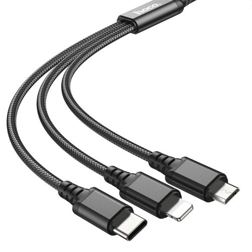 Кабель HOCO X76 4в1 Type-C, Lightning, Lightning, Micro, 1м, черный