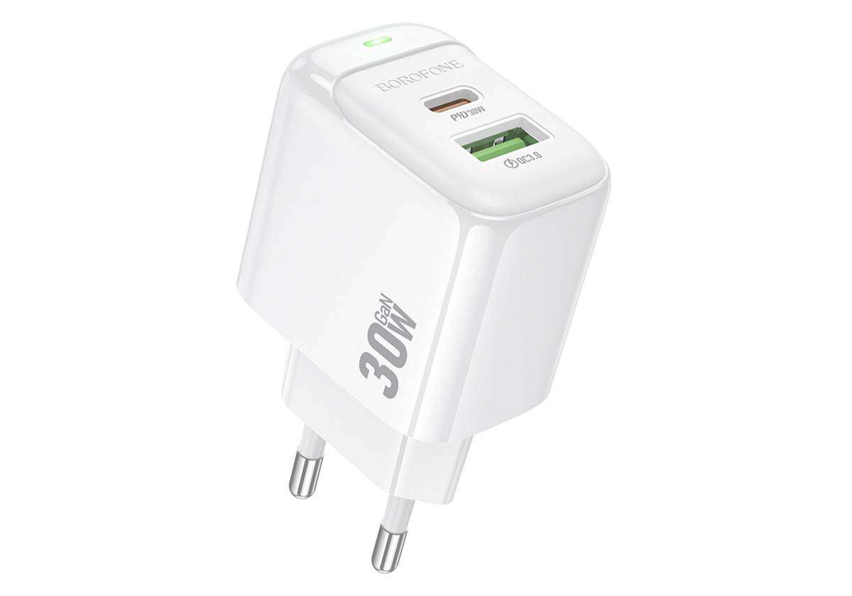 Зарядное устройство BOROFONE BAS45A Potential PD30W+QC3.0 с кабелем Type-C to Type-C белый