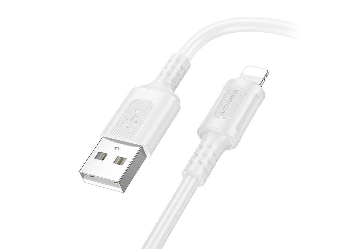 Кабель BOROFONE BX111 USB-Lightning, 2.4А, ПВХ, 1м, белый