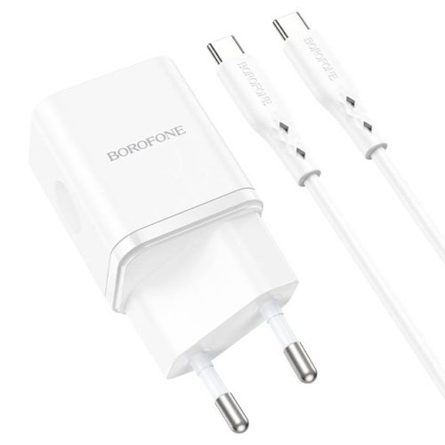 Зарядное устройство BOROFONE BN6, PD20W + QC3.0, с кабелем Type-C to Type-C, белый