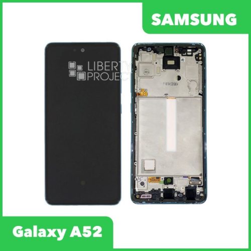 Дисплей для Samsung Galaxy A52/A52s/A52 5G SM-A525 GH82-25524B — оригинал Service Pack, в рамке, синий
