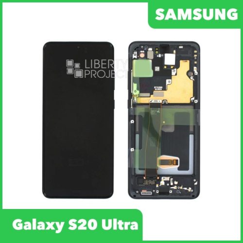 Дисплей для Samsung Galaxy S20 Ultra SM-G988 GH82-22327A — оригинал Service Pack, в рамке, чёрный