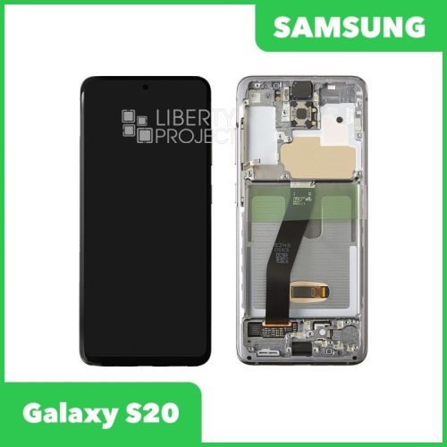 Дисплей для Samsung Galaxy S20 SM-G980 GH82-22131A — оригинал Service Pack, в рамке, серый