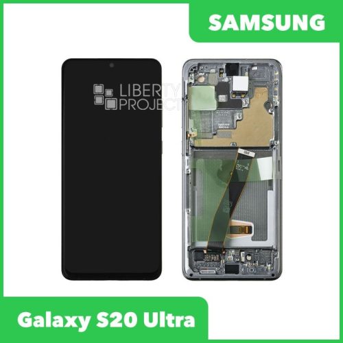 Дисплей для Samsung Galaxy S20 Ultra SM-G988 GH82-22327B — оригинал Service Pack, в рамке, серый