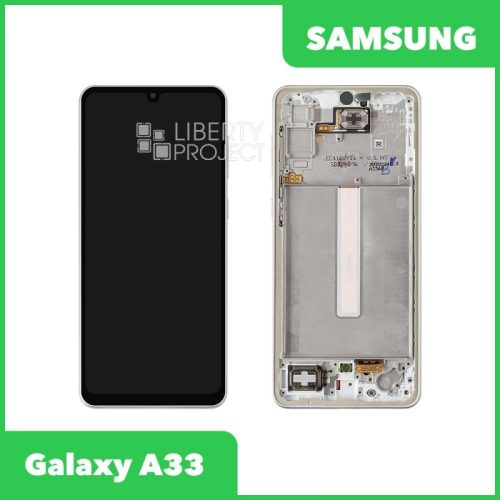 Дисплей для Samsung Galaxy A33 SM-A336 GH82-28143B — оригинал Service Pack, в рамке, белый