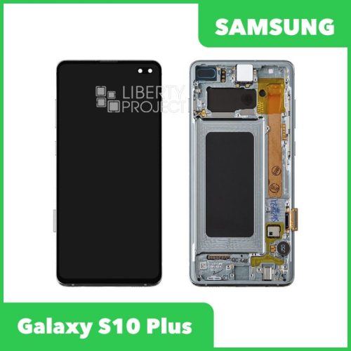 Дисплей для Samsung Galaxy S10 Plus SM-G975 GH82-18849E — оригинал Service Pack, в рамке, зелёный