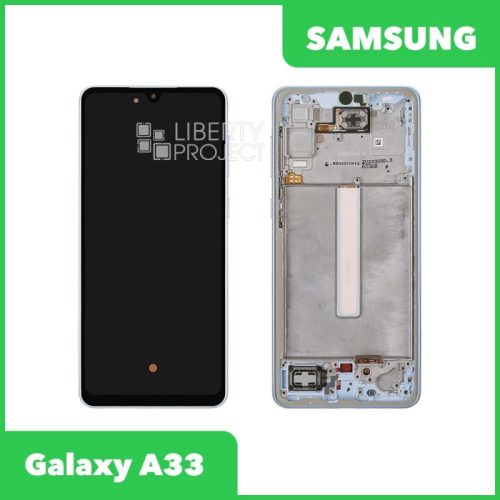 Дисплей для Samsung Galaxy A33 SM-A336 GH82-28143C — оригинал Service Pack, в рамке, синий
