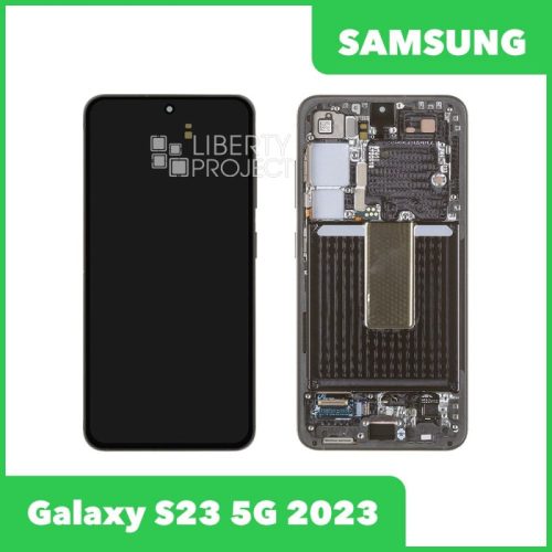 Дисплей для Samsung Galaxy S23 5G 2023 SM-S911 GH82-30480A — оригинал Service Pack, в рамке, чёрный