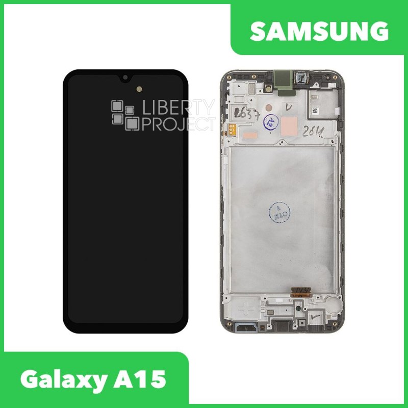 Дисплей для Samsung Galaxy A15 SM-A155/A156 GH82-33637A/33638A/33831A — оригинал Service Pack, в рамке, чёрный