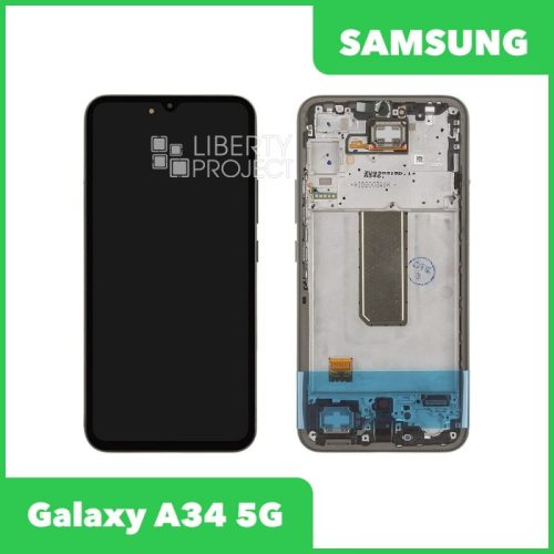 Дисплей для Samsung Galaxy A34 5G SM-A346E GH82-31200A/31201A — оригинал Service Pack, в рамке, чёрный