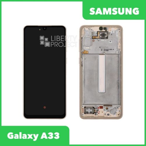 Дисплей для Samsung Galaxy A33 SM-A336 GH82-28143A — оригинал Service Pack, в рамке, золото