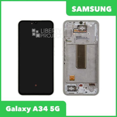 Дисплей для Samsung Galaxy A34 5G SM-A346E GH82-31200A/31201A — оригинал Service Pack, в рамке, серебро