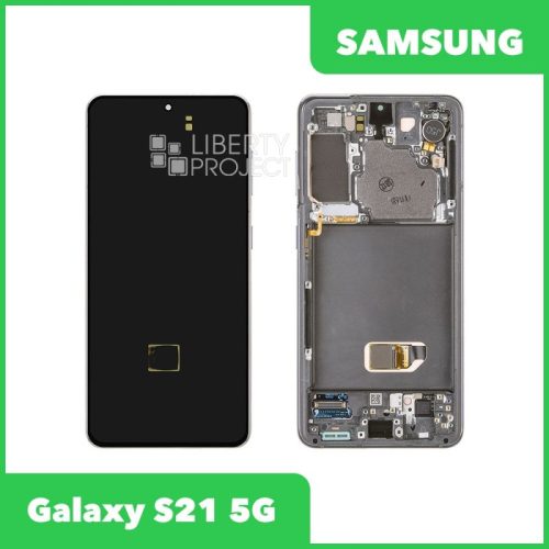 Дисплей для Samsung Galaxy S21 5G SM-G991B GH82-24544A — оригинал Service Pack, в рамке, чёрный