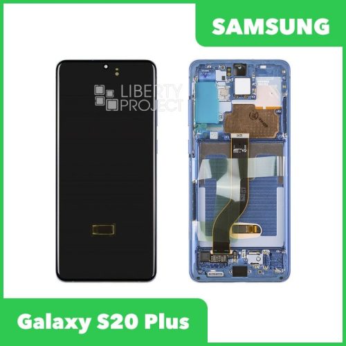 Дисплей для Samsung Galaxy S20 Plus SM-G985 GH82-22145E — оригинал Service Pack, в рамке, синий